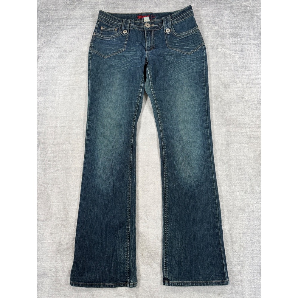 Illegal Jeans Women 11 Blue Vintage Y2K Low Rise Bootcut Embroidered Distressed
